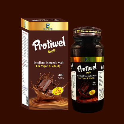 Bioford Protiwel Malt Health Drink | For Strength, Immunity and Overall Health Support | For Kids & Adults 400g (Pack of 1)