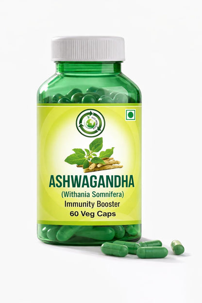Ashwagandha Capsules | Natural Stress Relief, Sleep Support & Energy Booster | Ayurvedic Adaptogen for Calm, Focus & Stamina | 100% Herbal Supplement | 60 Veg Capsules
