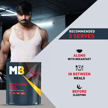 MuscleBlaze Mass Gainer XXL (Chocolate, 1kg / 2.2lbs, 10 Servings) | Wi- image 4