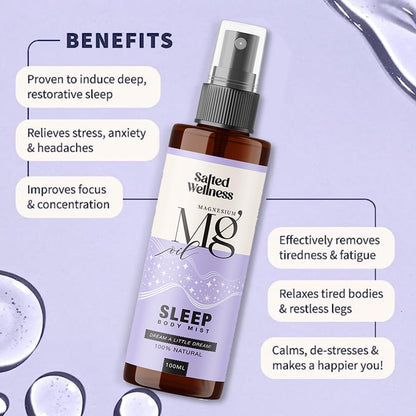 Salted Wellness Magnesium Spray Combo | Muscle Pain Relief & Sleep Support | Magnesium Oil Spray for Muscle Recovery and Better Sleep | 100ml x 2