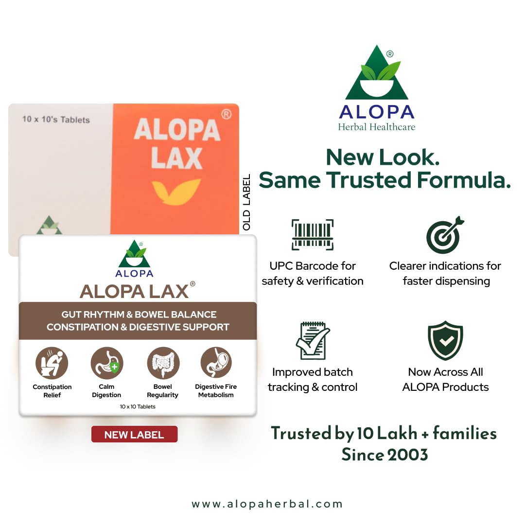 Alopalax: 10x10 Tablets – Ayurvedic Chronic Constipation Solution for Adults | Ideal after Surgery, during Pregnancy, or for Age-Related Digestive Issues | Promotes Healthy Bowel Movement, Digestion & Comfort | Natural, Safe & Zero Side Effects