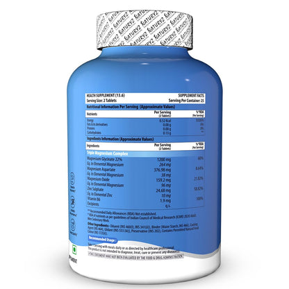 NATURYZ Triple 3-in-1 Magnesium Complex 1736mg (Glycinate, Aspartate & Oxide) with Zinc for Maximum Absorption | Supports Stress Relief, Sleep, Muscle Recovery, Nerves, Joints & Cognition - 50 Tablets