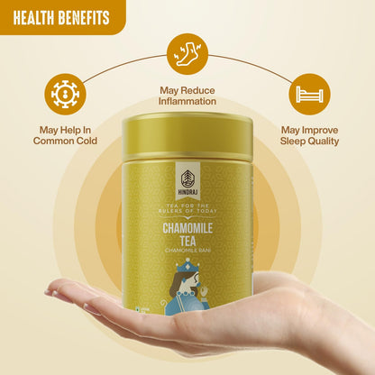House of Hindraj Chamomile Rani Herbal Loose Tea 25 g Organic, Whole Chamomile Flowers, 100% Natural & Organic Ingredients, No Added Sugar Relaxing & Calming, Stress Relief