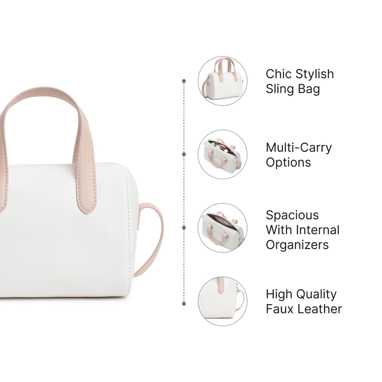 Fastrack Spacious Sling Bag for Girls | Stylish Crossbody Bag for Girls, Ladies, Women | Minimalistic Bag Made of Faux Leather (Powder Pink)