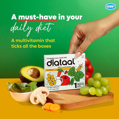Diataal 15s X 12 Multivitamins with Biotin | 1 month Anti Hair fall pack for Women | 9 Vitamins & 11 Minerals Daily Nutrition Supplement | Vitamin A, B, C, E, Zinc | | 180 Nutripop capsules