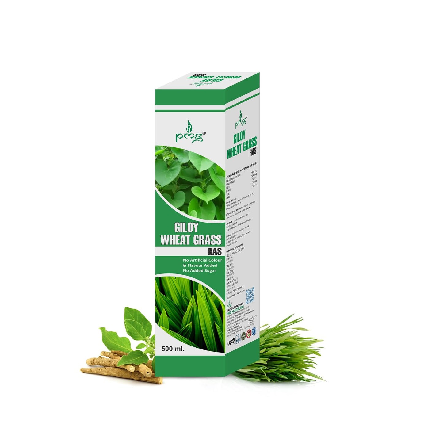 Giloy Wheat Grass Ras and Giloy Ras Natural Health Supplement, 500 ml each, No Added Sugar, No Artificial Flavours (Pack of 2)