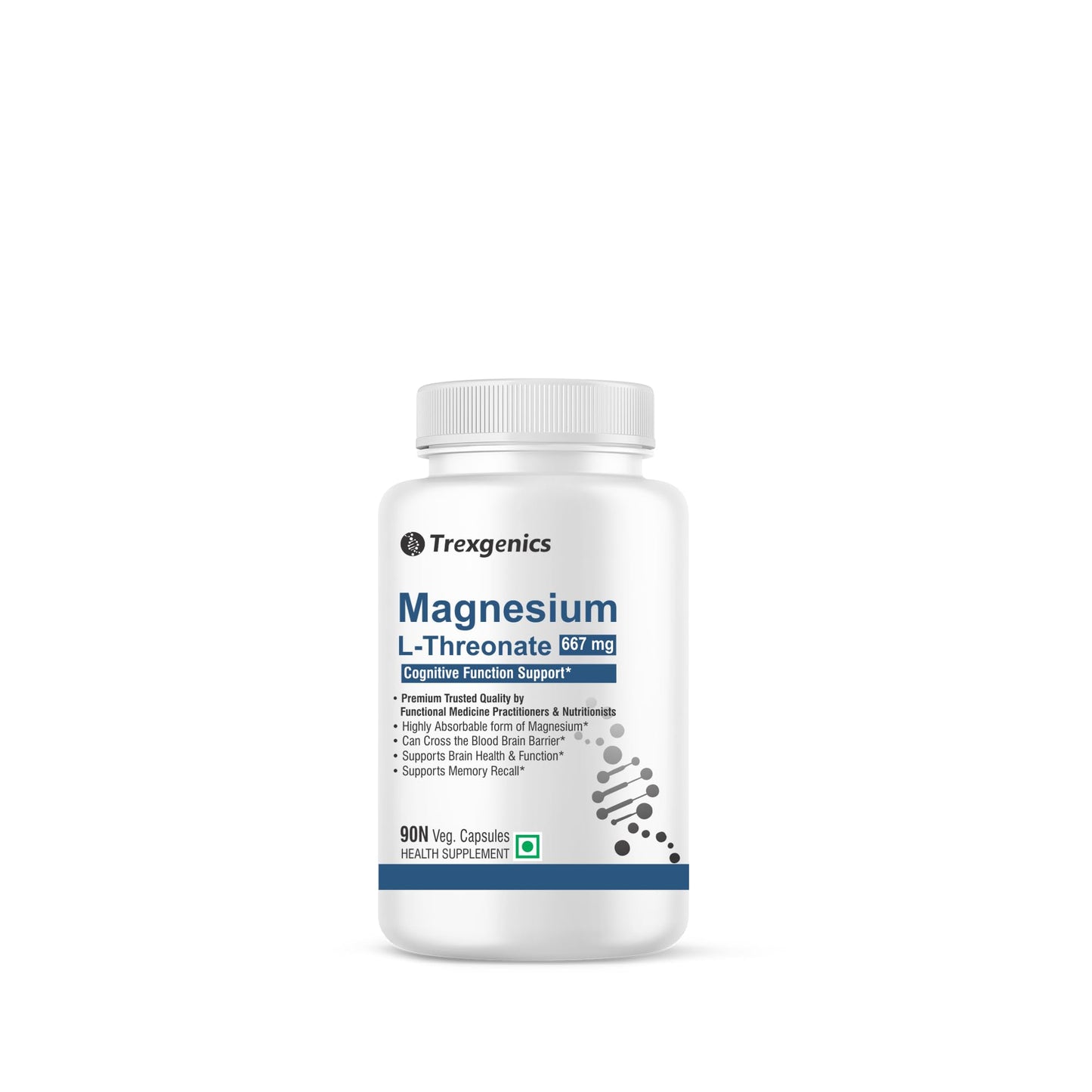 Trexgenics Magnesium L Threonate Cognitive Function & Brain Health Support (90 Veg. Capsules)