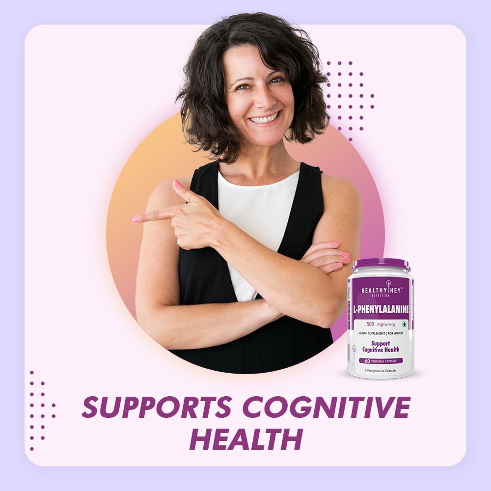 HealthyHey Nutrition L-Phenylalanine 60 Vegetarian Capsules - Gluten Free - Non GMO