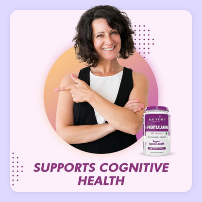 HealthyHey Nutrition L-Phenylalanine 60 Vegetarian Capsules - Gluten Free - Non GMO