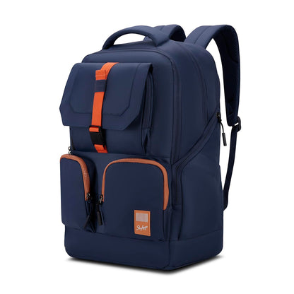 Skybags Hustle 15.6 Inch Compatible Laptop Backpack 31L | 3 Compartments with Flushed USB Ports (Type A & Type C) & Rain Cover | Side Bottle Pockets | Office & Travel Backpack for Men & Women (Navy)