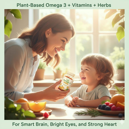 Veg Algal Omega 3 with Flaxseed Omega 3-6-9, Herbal Extracts & Essential Vitamins – Plant-Based DHA, Vegetarian Nutrition for Brain, Heart, Eye & Daily Wellness Support Pack of 4