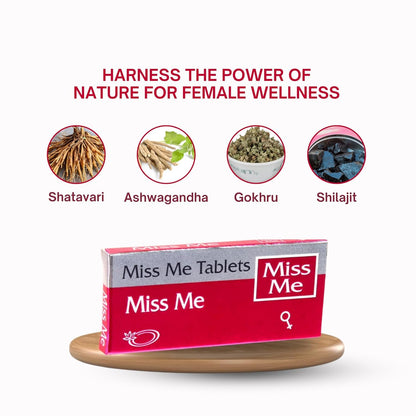 Miss Me Ayurvedic Tablets for Female Wellness | Hormonal Balance, Vitality & Intimate Health | 6 Tablets per Strip | Lab Tested, Chemical-Free, Natural Support for Women’s Health