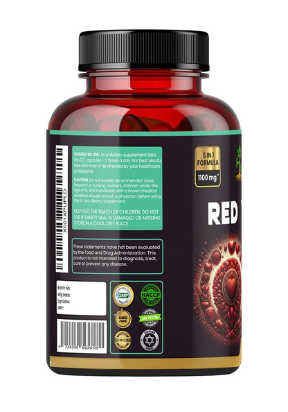 Humming Herbs Red Yeast Rice 500mg - Natural Cholesterol Support with CoQ10, Policosanol & Lycopene - Promotes Heart Health & Blood Circulation