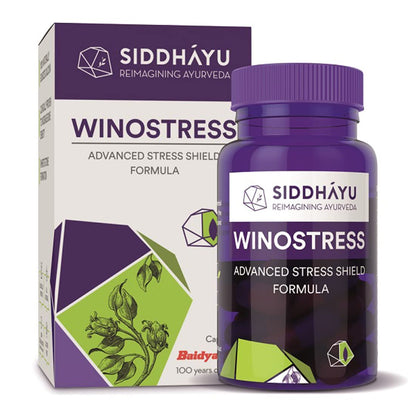Siddhayu Winostress (From the house of Baidyanath) | Herbal Stress Support Tablets - 30 Capsules X 1