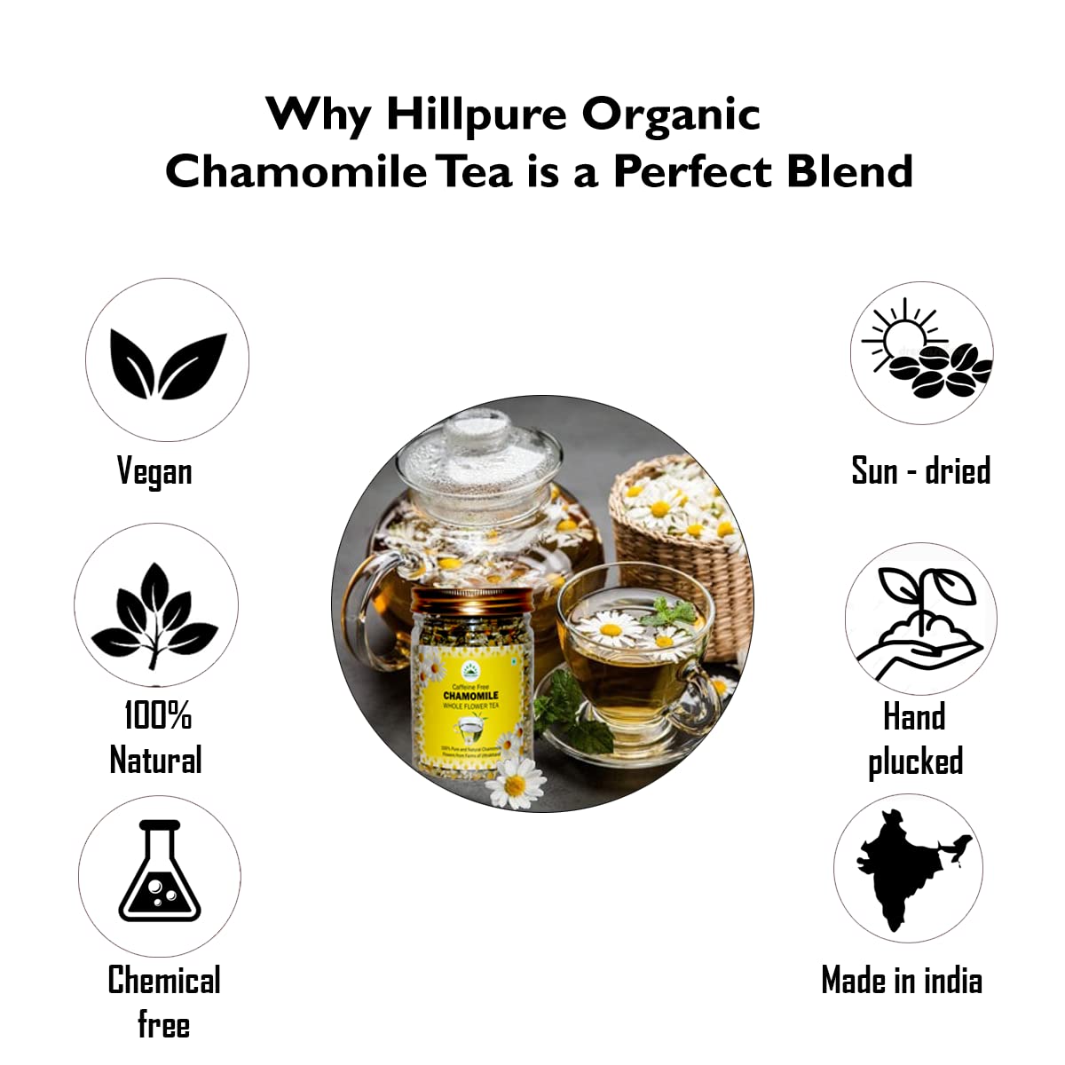 Caffeine Free Chamomile whole flower tea from Uttarakhand