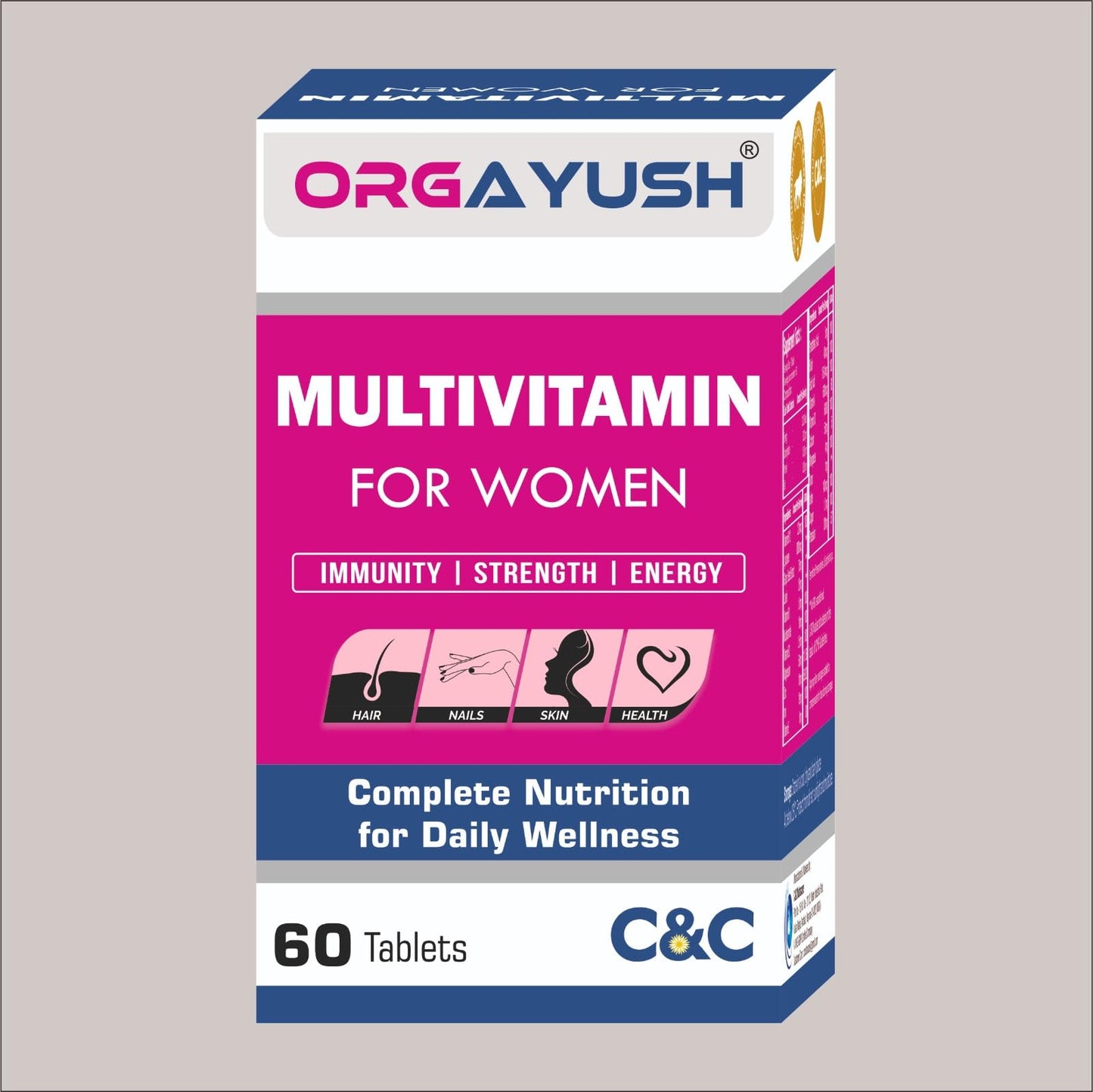 Women’s Multivitamin Tablets– Daily Energy & Immunity Support with Vitamins A, B, C, D, E & Biotin, No Added Sugar, Mixed Berry Flavor, Vegetarian Wellness Supplement (Pack of 1, Medium)
