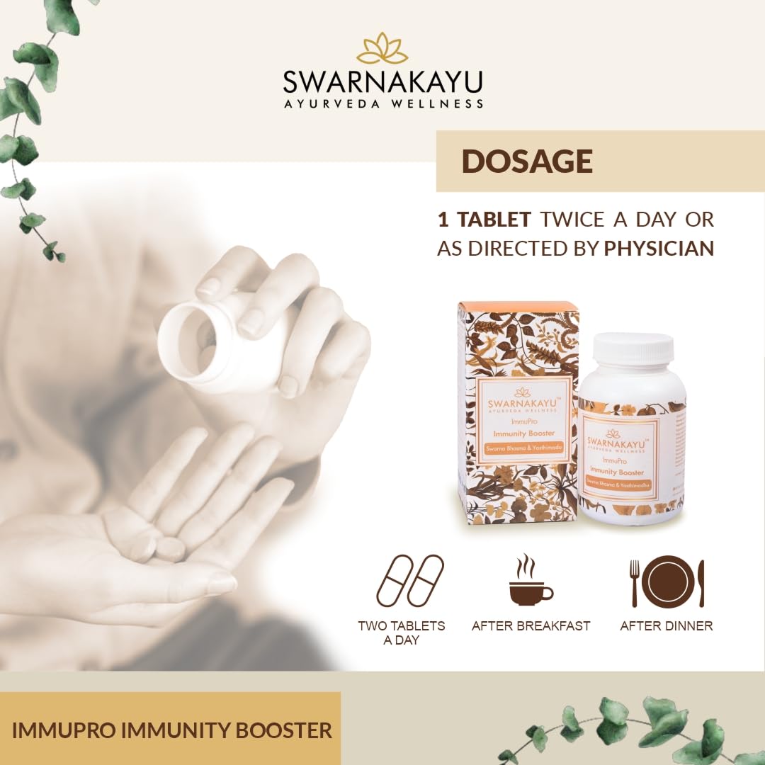 Swarnakayu 24k Gold Bhasma Immunity Booster, India's Exclusive Ayurvedic Wellness Product, Helps Boost Body's Natural Defence Mechanisms, Stamina, Strength, 100% Ayurvedic Ingredients - 30 tablets