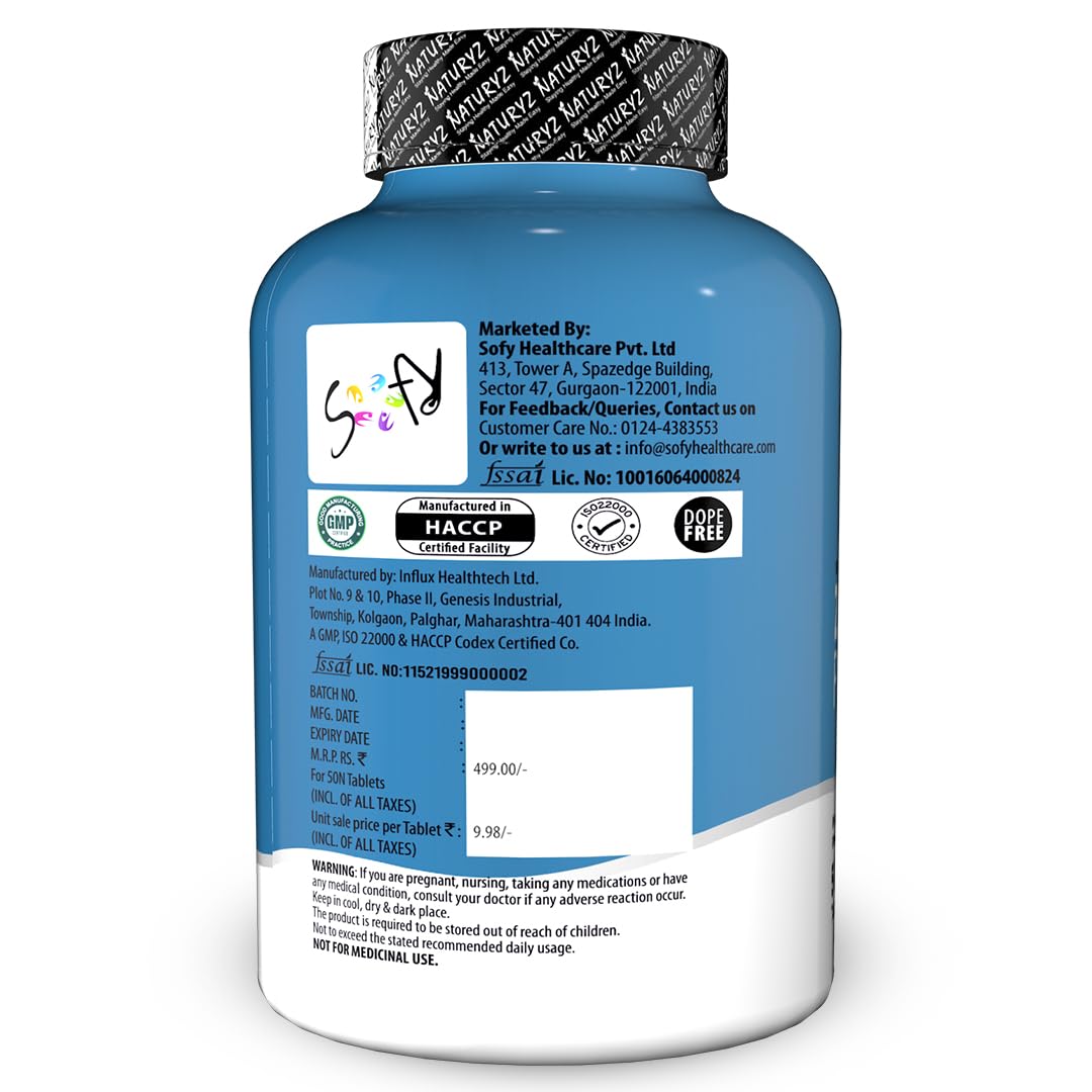 Naturyz Triple Strength ZMA Plus, 5-in-1 Muscle Strength & Nightime Recovery Support Supplement with 450 mg Magnesium Aspartate, Tribulus, Zinc, B6, Black Pepper for Men & Women - 50 Tablets