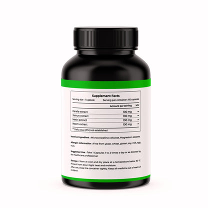 CITRUS NUTRACEUTICAL Diabetic Care Capsule With Karela Jamun Neem and Fenugreek for Manage blood sugar level and metabolism - 60 Capsules