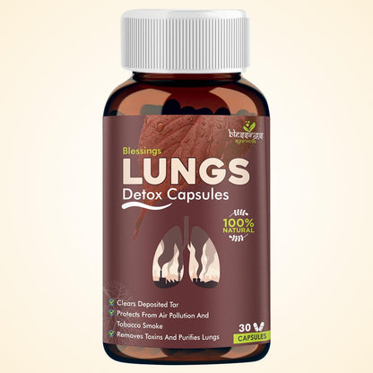 Blessings Ayurveda's Lungs Detox Capsules for Men & Women 100% Natural Plant Bas