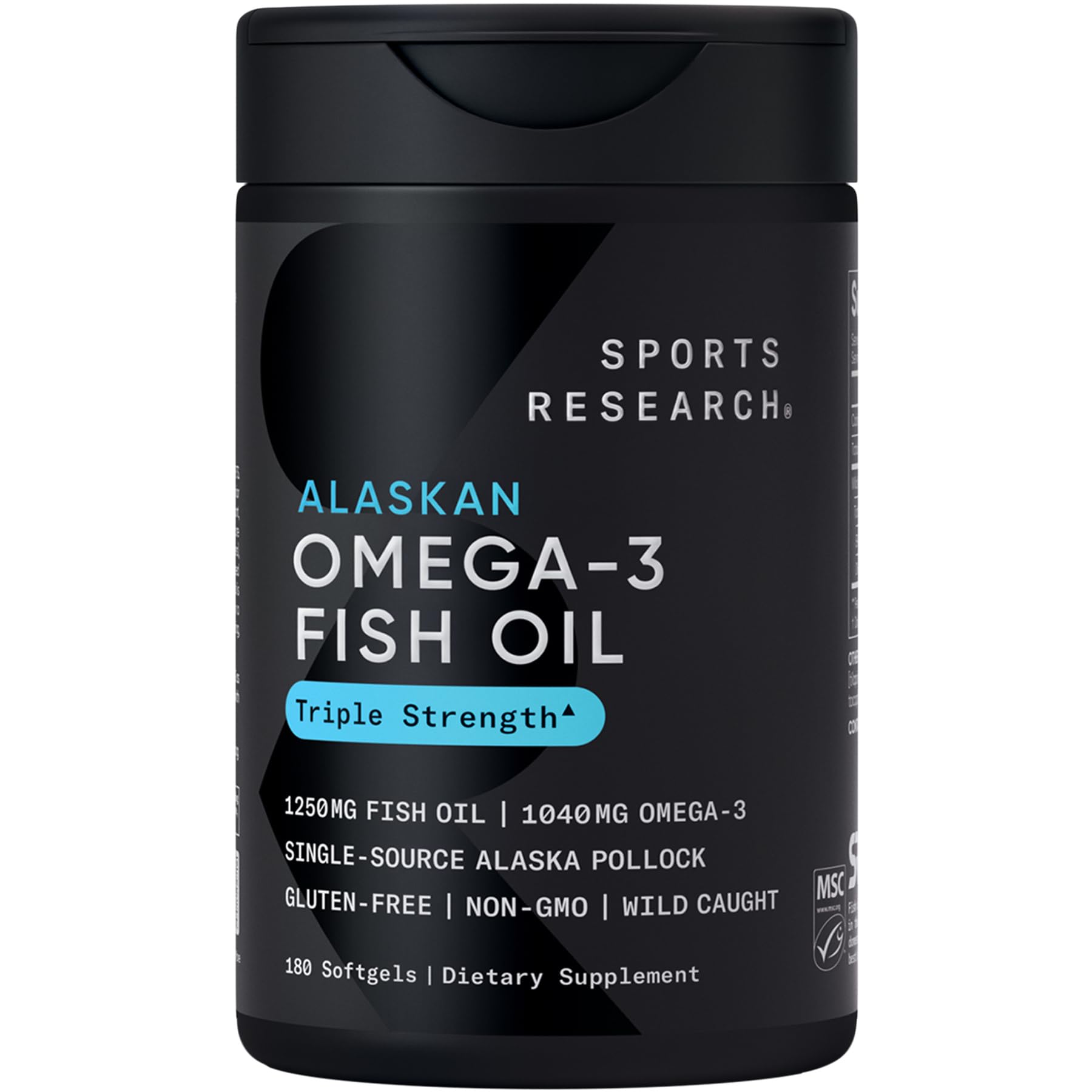 Sports Research Omega-3 Fish Oil From Wild Alaska Pollock (1250Mg Per Capsule) W