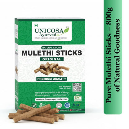 UNICOSA Ayurveda Natural Mulethi Stick (Yastimadhu / Licorice Sticks) 800g (200g x 4 Packs) for Hair, Skin, and Health Care glycyrrhiza glabra powder/licorice Powder | No Added Preservatives Mulethi Stick 800GM | Herbal Licorice Root | Ayurvedic Mulethi f