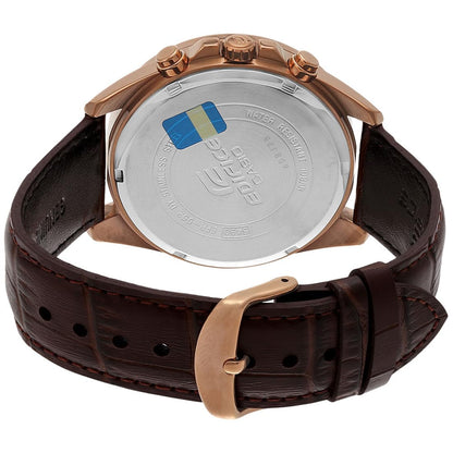 Casio Edifice EFR-552GL-7AVUDF Beige Analog Dial Brown Leather Band Men's Watch Chronograph 100M Water Resistant EX359