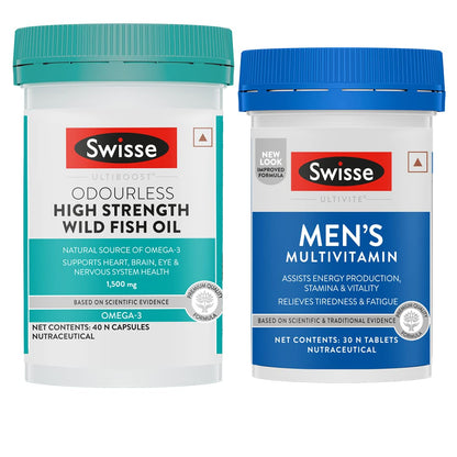 Swisse Men's Health Combo - Mens Multivitamin (30 tablets) & Fish Oil (40 tablet