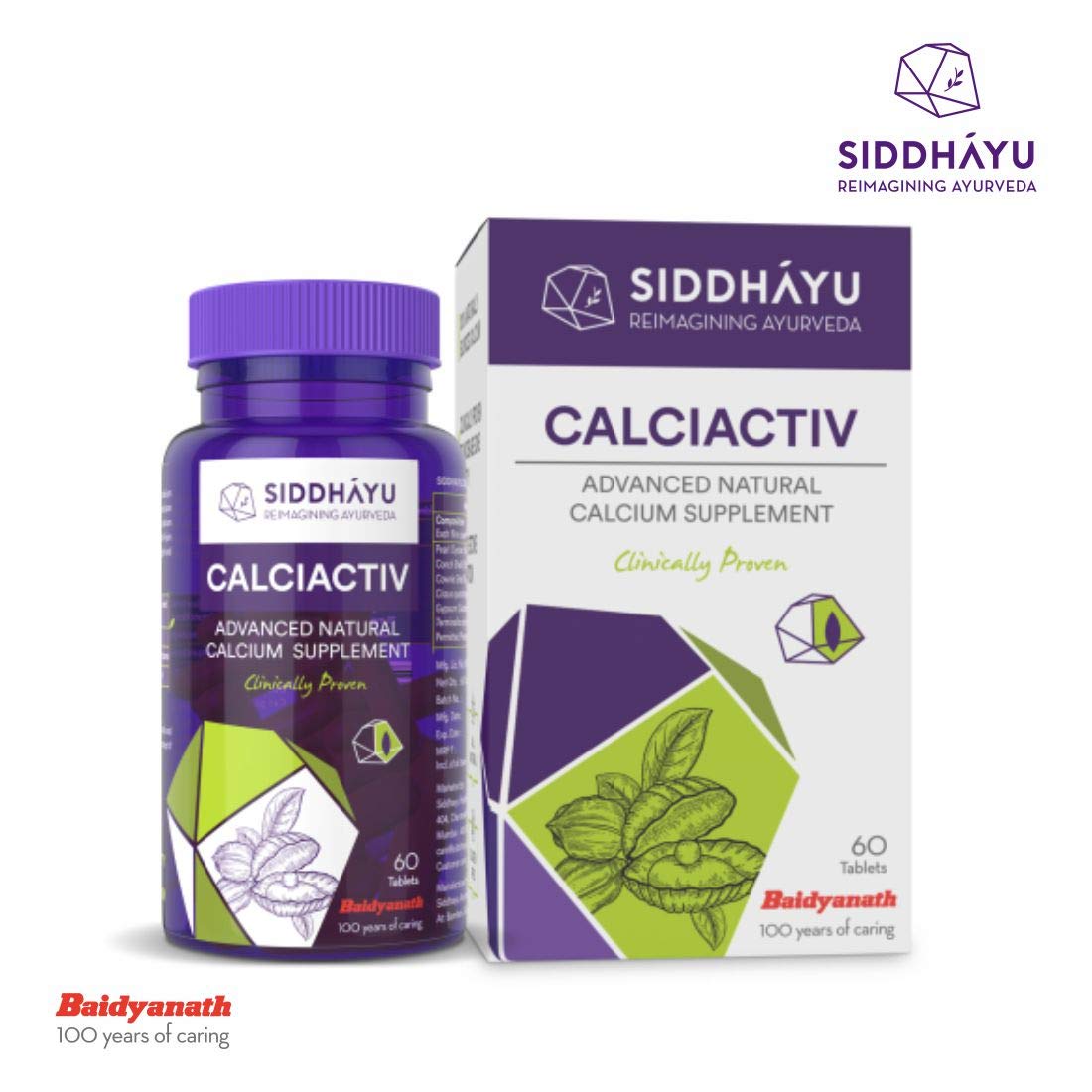 Siddhayu Calciactiv | Natural Calcium Supplement For Women | Ayurvedic Calcium Tablets For Men | For Bone Health | Joint Health I 60 Tablets X 1