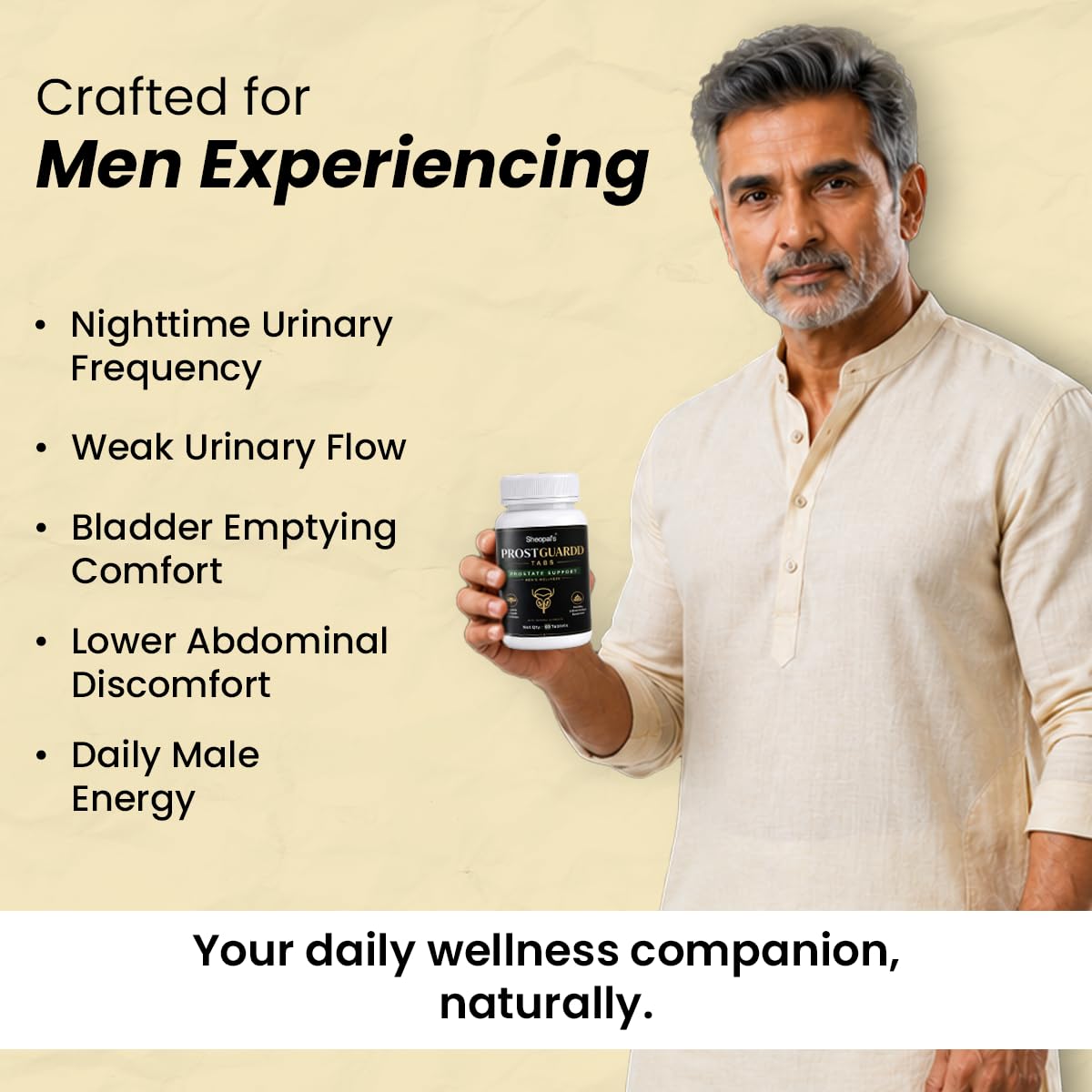 Sheopals Prostguardd Support Tablets for Men | Ayurvedic Urinary Wellness Supplement with Shilajit, Punarnava, Gokshura & Varuna | Men’s Health Support | 60 Tabs