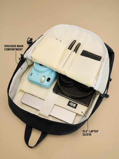 The Souled Store Nimbus: Phantom Backpacks | Sleek All-Black Urban Laptop Bag | Water-Resistant Multi-Compartment Travel Bag for Men & Women | Lightweight Durable College & Office Rucksack