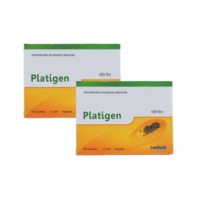 Leeford Platigen Platelet Booster Capsules 10 Capsules | Natural Platelet Booster | Post-Viral Recovery & Immunity Support | Ayurvedic formula to Rebuild Energy and Strength (Pack of 2)