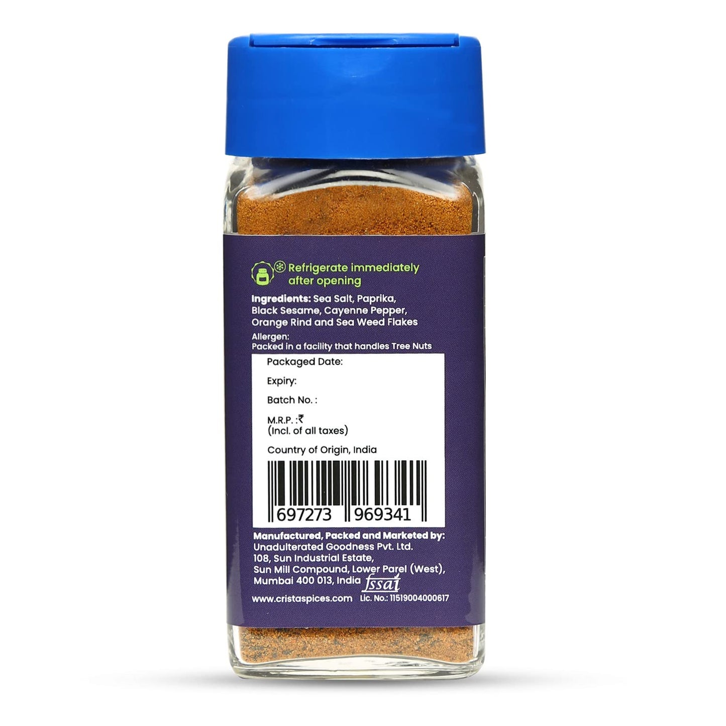 CRISTA Japanese Shichimi Togarashi Seasoning | No Added Sugar | Cholesterol Free | Trans Fat Free | Zero added Colours, Fillers, Additives & Preservatives | 45 gms