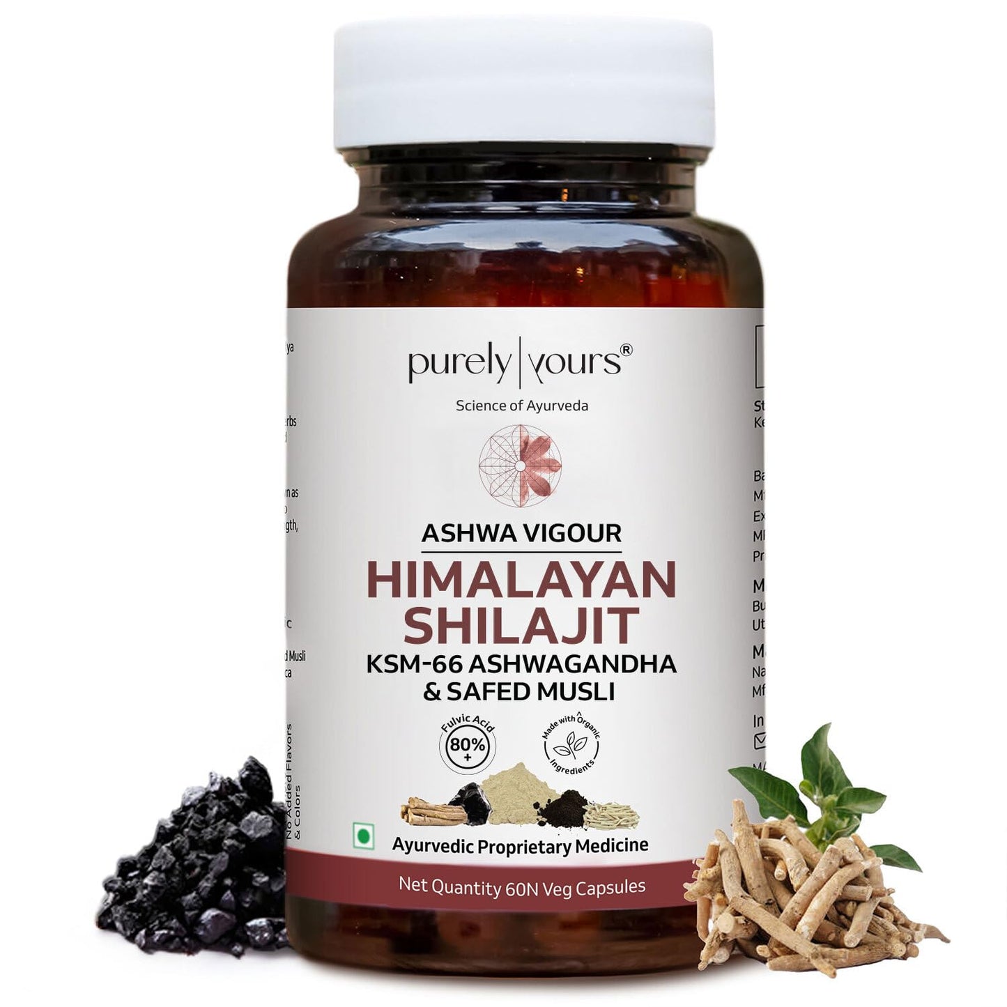 Purely Yours Shilajit/Shilajeet Capsules w/ 80% Fulvic Acid & KSM 66 Ashwagandha