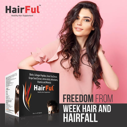 HairFul Biotin Tablet | Hair Growth Vitamins Supplement | Biotin Tablets for Hair Skin and Nails Vitamins | for Women and Men (15 X 2) 30 Tablets (Pack of 2)