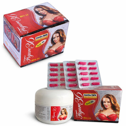 Figure 36 Capsule & Cream Combo for Women – Body Care & Skin Firming Support | Body Toner Cream Wellness Capsules | Hydration, Skin Elasticity & Daily Beauty Care
