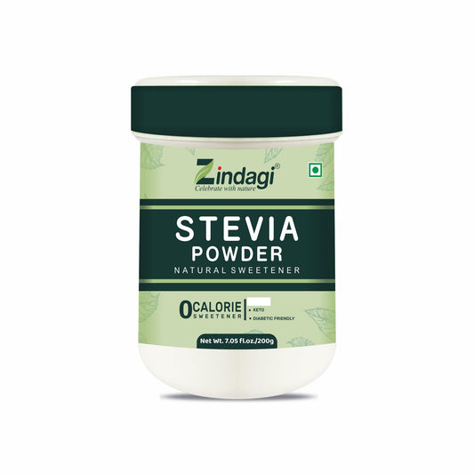 Zindagi Stevia Powder Sugar | Natural Sweetener | Zero Calorie Sugar Substitute | Keto & Veg Sugar | 200gm