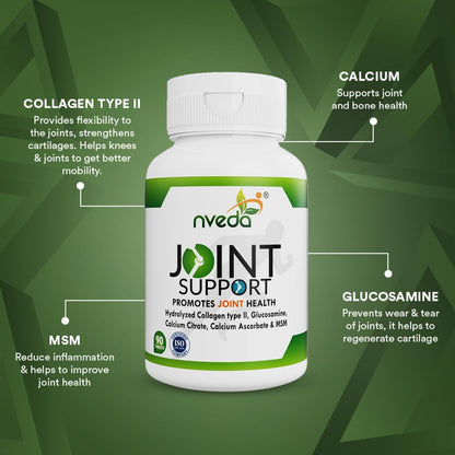 Nveda Joint Support for keeping Joints healthy containing Collagen Type 2, Glucosamine, Calcium and MSM (Tablets 90 Count)