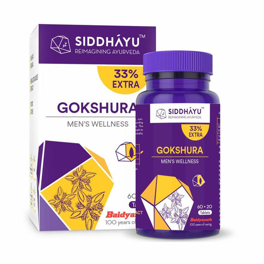 Siddhayu By Baidyanath Gokshura Tablet | Men's Wellness | Tribulus Terrestris | Enhances Immunity-Boosting and Strength | 60 + 20 Tablets (20 Pills Free)
