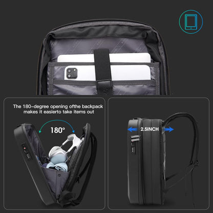 BANGE Laptop Anti-theft backpack Hard Shell Expandable Commute backpack can Hold 15.6 inch laptop for men and women, Black, Large, Anti-theft