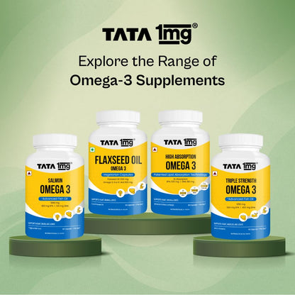 Tata 1mg Vegetarian Omega |1000 mg Algal Oil with 400mg DHA | Plant-Based Omega-3 | Supports Heart, Brain & Joint Health | 60 Veg Capsules