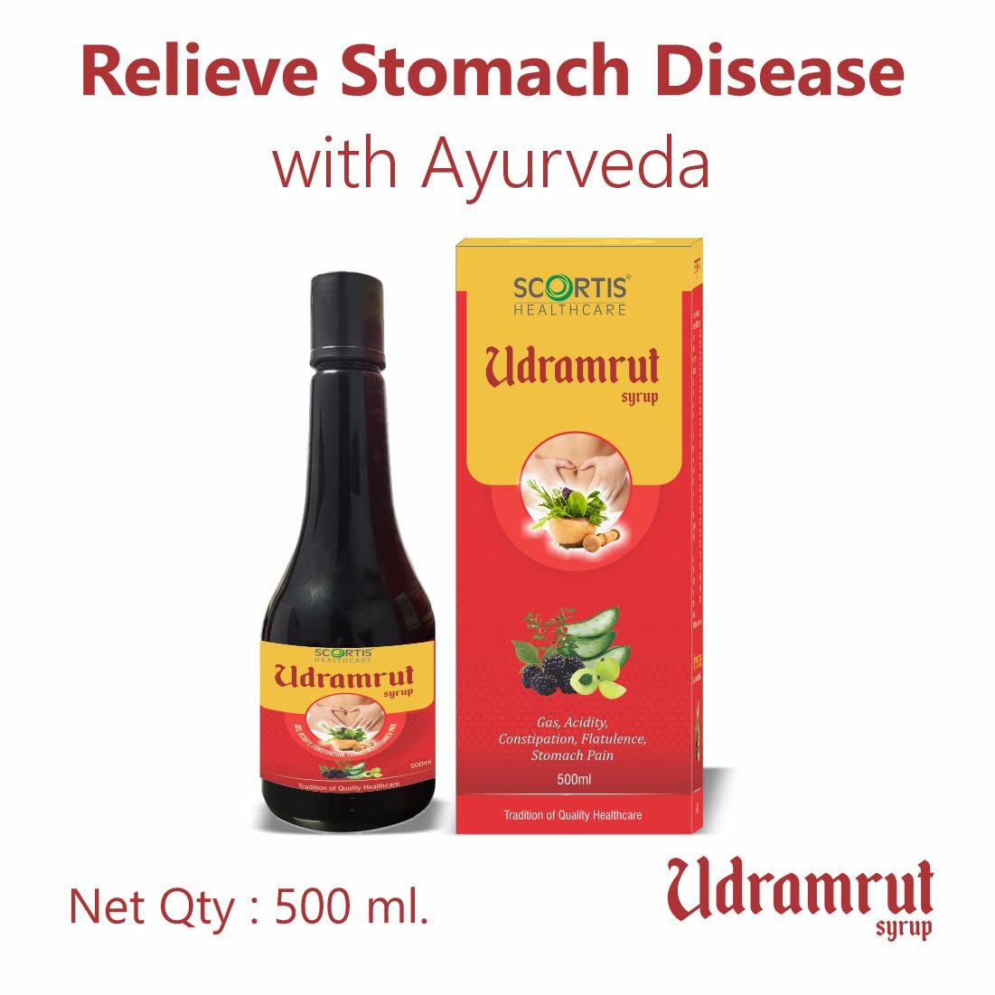 SCORTIS HEALTH CARE Udramrut Syrup - 500 ml, For Constipation Relief, Indigestion & Gas, Ayurvedic Medicine