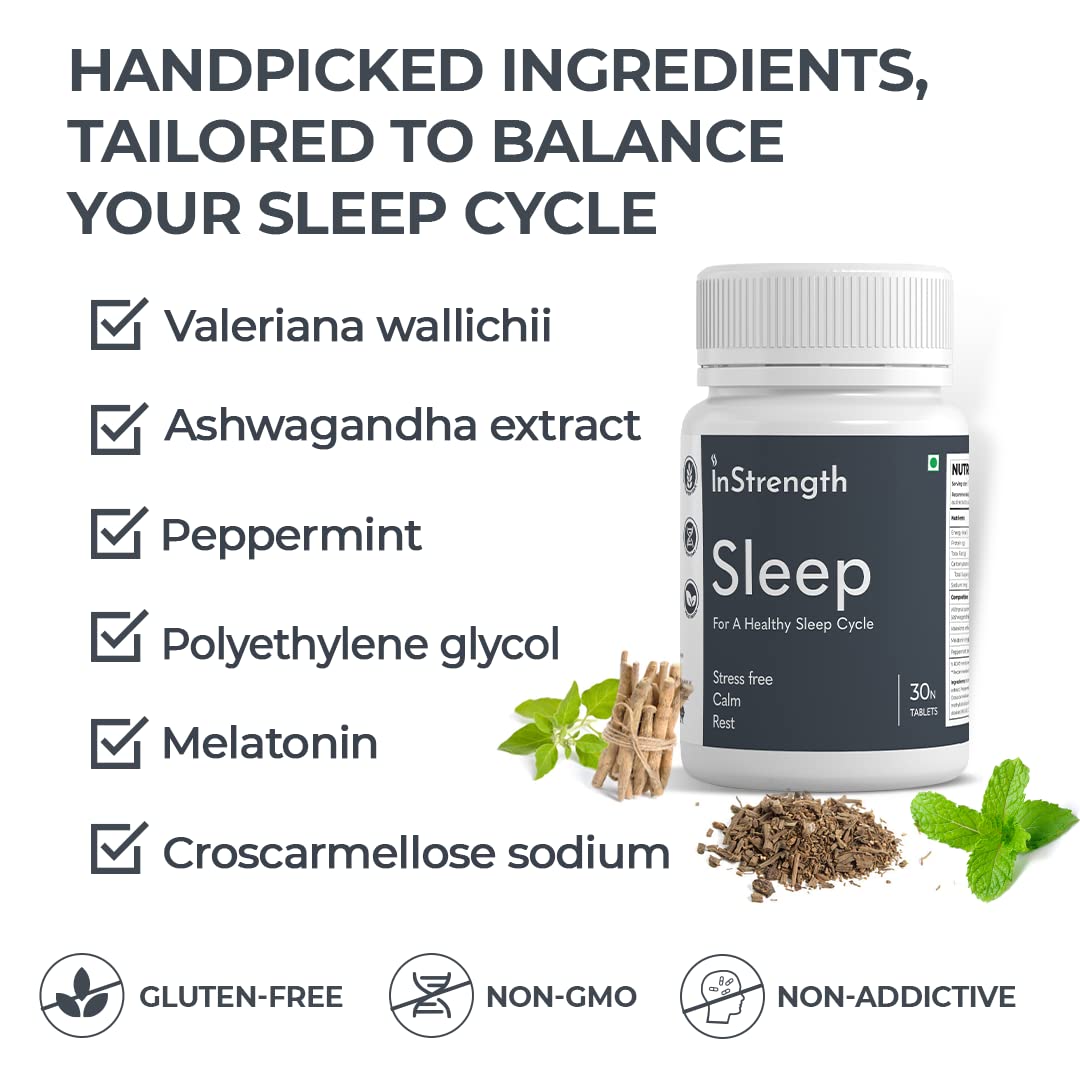 INSTRENGTH-SLEEP SUPPLEMENT (SUPPORT MIND STRESS FREE & IMPROVE YOUR SLEEP & SUPPORT NATURAL SLEEP) -100% VEG - (PEOPLE'S TRUST BRAND) - 10% OFFER