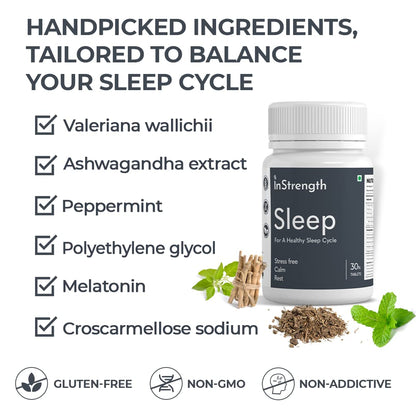 INSTRENGTH-SLEEP SUPPLEMENT (SUPPORT MIND STRESS FREE & IMPROVE YOUR SLEEP & SUPPORT NATURAL SLEEP) -100% VEG - (PEOPLE'S TRUST BRAND) - 10% OFFER