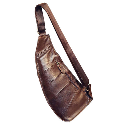Hebetag Men's Vintage Leather Sling Bag Backpack Crossbody Shoulder Chest Day Pack Backpacks One Size Coffee