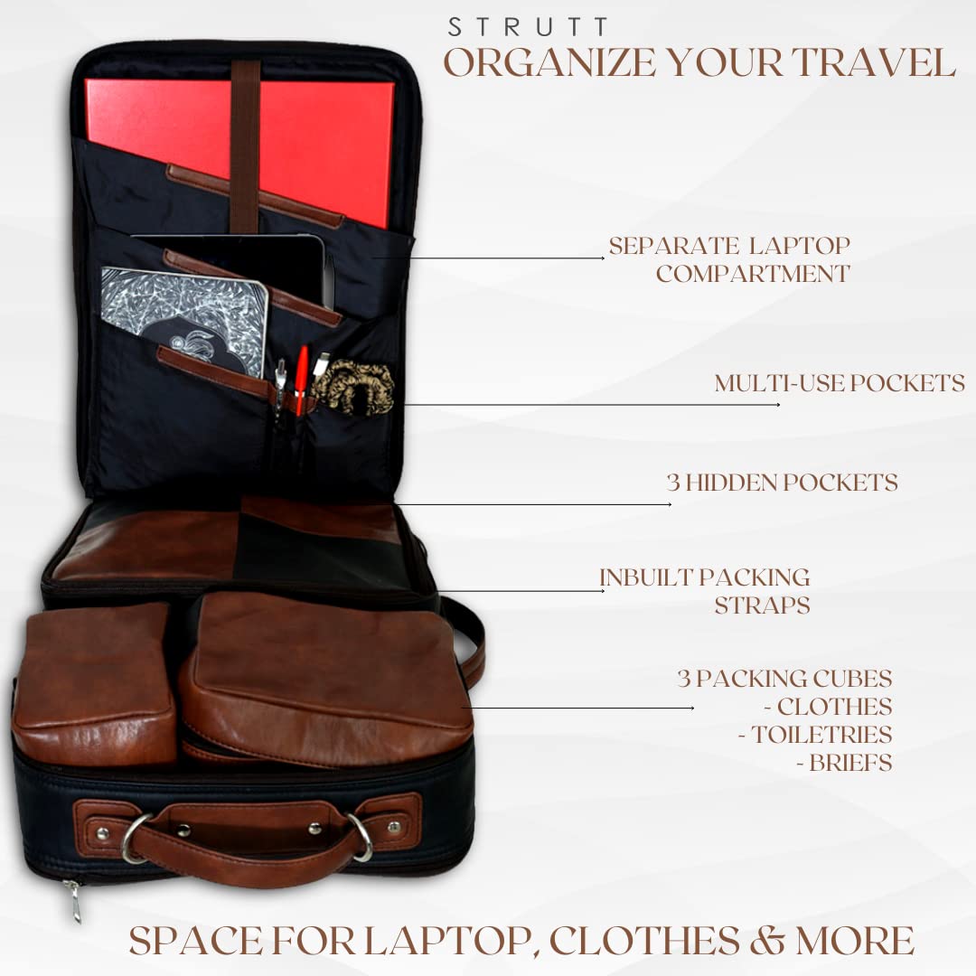 STRUTT 20L Travel Back Pack Small Back Pack for Men & Women Leather Laptop & Messenger Bag, Multi purpose