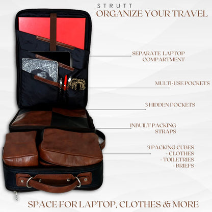 STRUTT 20L Travel Back Pack Small Back Pack for Men & Women Leather Laptop & Messenger Bag, Multi purpose