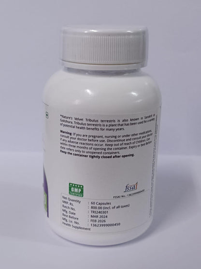 nature's velvet Tribulus Gokshura Pure Extract 500 mg, 60 Veg Capsules- image 2