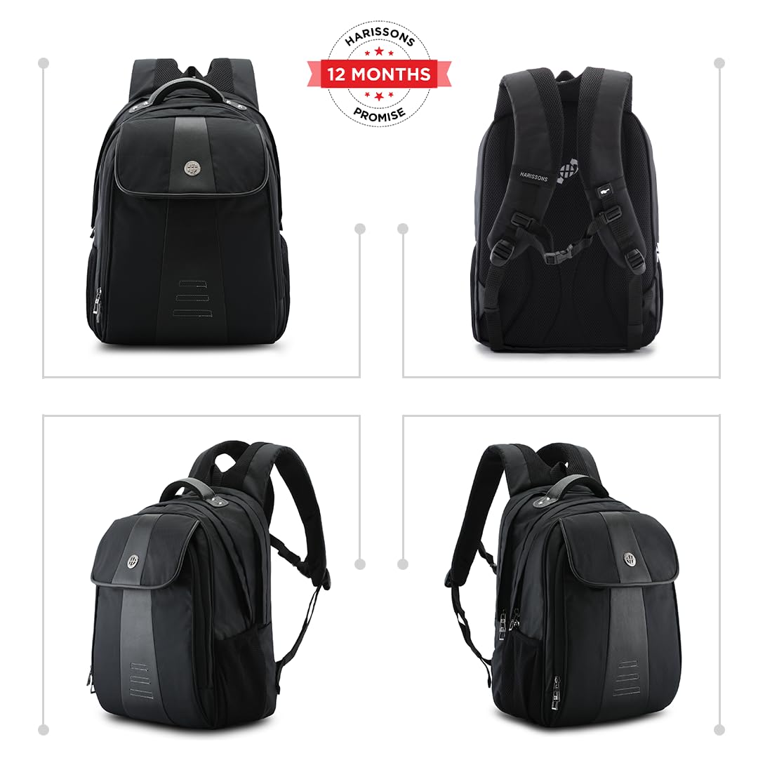 HARISSONS BPLT Star-Big 17" inch Professional Laptop Backpacks for Men, Women (Black, 28 Ltrs)