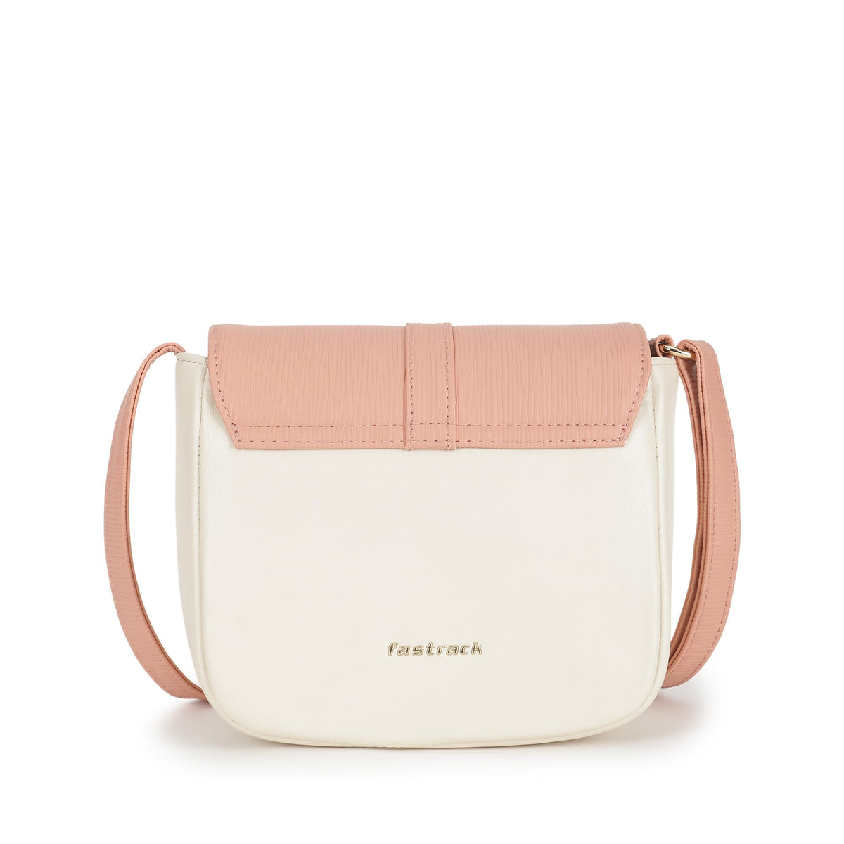 Fastrack RufflePlay pink Sling | Faux-Leather Women’s Handbag | Textured Flap Sling with Button Closure & Adjustable Strap